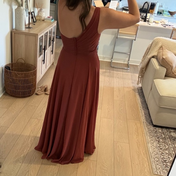David's Bridal One-Shoulder Bridesmaid Dress in Cinnamon | NWT | Size 12 - Picture 2 of 5